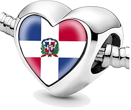 Perlen für Armbänder Dominikanische Republik Flagge Silber Charms für Frauen Charme Perle Schmuck Geschenke Ideen für Mädchen, Nein