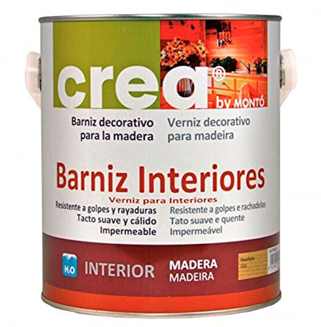 Barniz Acrílico al Agua Protege y Decora Maderas de Interior. Impermeable, Resistente a Golpes y al Desgaste. Barniz Interiores Gama Crea (2,5L, Nogal Mate)