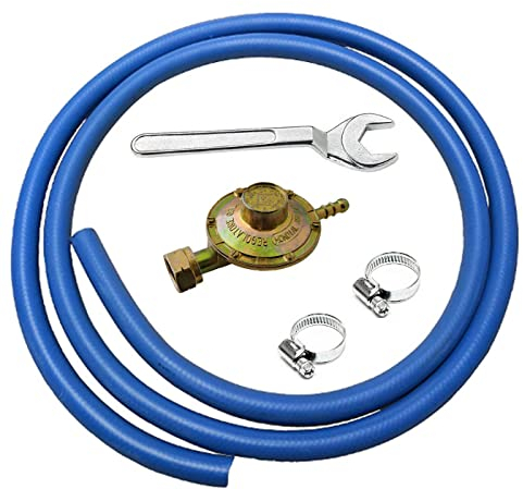 OPIROS Promo Box Regolatore Orizzontale A Taratura Fissa + Tubo mt.1,5 + Fascette + Chiave per Gas per Stufe Barbecue BBQ