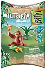 PLAYMOBIL WILTOPIA 71074 Junger Orang-Utan aus nachhaltigem Material inklusive vielen Zubehör und Tier-Sammelkarte mit QR-Code und spannenden Audio-Content, ab 4 Jahren
