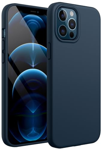 JETech Silikon Hülle für iPhone 12 Pro Max, Navy | Seidig Weiches Gefühl, Stoßschutz, Kratzfest, Mikrofaser-Innenfutter