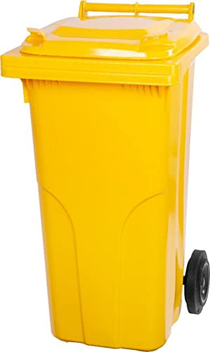 PROREGAL 2-Rad-Mülltonne MGB | HDPE-Kunststoff | HxBxT 94,5x48x54cm | Fassungsvermögen 120 Liter | Gelb | Mülltonne, Müllgroßbehälter, Mülleimer, Abfalltonne, Müllbehälter, Universaltonne