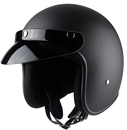 Ruiqieor Halbhelme Jethelme Halbschalen-Helm Vintage Motorrad Neutraler 3/4 Cruiser Chopper Jet Helm Motorrad-Helm Biker Jethelm (Matte Black,XXL)