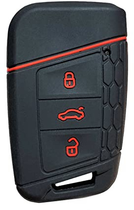 OTMIK Silikon-Autoschlüssel-Hülle für Volkswagen VW Polo Passat B8 Tiguan 2 Skoda Octavia Kodiaq Karoq Zubehör (Schwarz Red Line)
