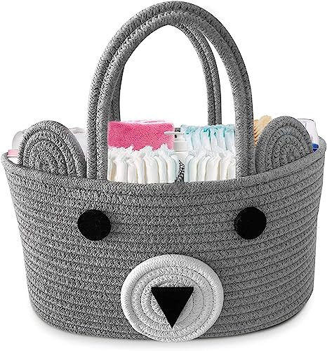 THE SHOPPE Baby Nappy Caddy - Nappy Caddy Organizer for Diapers and Baby Wipes - Grey