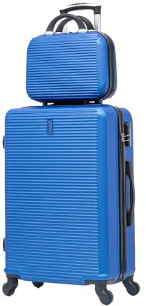 CELIMS - Grande Valise Soute 75 cm 23kg Rigide ABS Légère avec Vanity | Valise XL à roulettes 4 Roues 360° | Bagage Soute Avion 23kg | Valise Grande Taille Voyage | Bleu