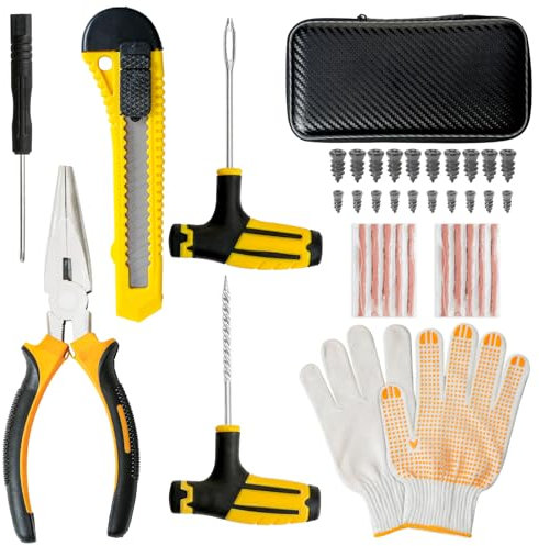 Trabulate Tire Repair Kit ，28pcs Car Puncture Repair Kit Rubber Nails with Screwdriver, tire repair tool for General Motors, trucks, bicycles