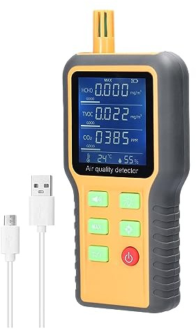 Contador de partículas de polvo profesional Medidores de CO2 Monitor de calidad del aire Detector pantalla LCD con dióxido de carbono retroiluminado TVOC HCHO Sensor de detección de temperatura y hume