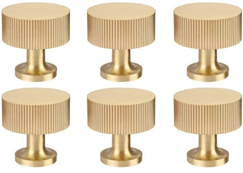 RZDEAL 6pcs Solid Brass Cabinet Knobs Pulls Cabinet Drawer Dresser Gold Knobs Modern Handles (1x1/25mmx25mm),Brushed Brass Finish