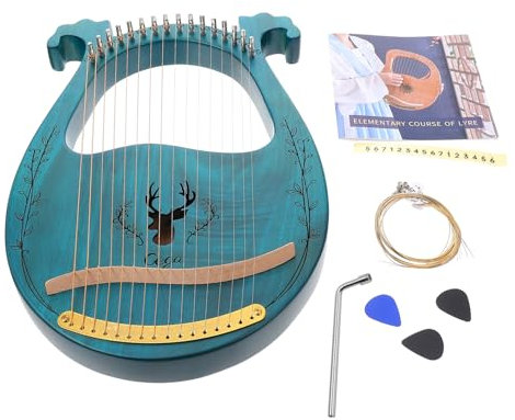 Toyvian Saitige Holz-lyra Harfe Retro Stil Mit Langlebigen Metallseiten Stabiler Klangqualität Abgerundeten Kanten Tragbares Saiteninstrument in Blau Für Anfänger Und Musikliebhaber