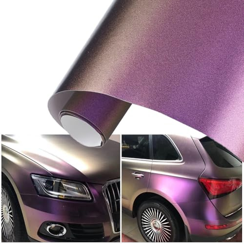 Blueshyhall Autofolie Lila Matt Metallic, Lila und Gold Bronze Car Wrapping Folie Chamäleon, Tuning Folie Selbstklebende Wasserfest Innen Außen für Auto, Motorrad, Fahrrad (50 x 152 cm)