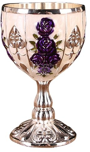 Pimp - Elegante Tasse aus Zinklegierung mit Retro-Blumenmuster 30 ml, Kelch aus Glas | Weinschrank Ornamente, kleine Weinbecher für Bier, Cockt