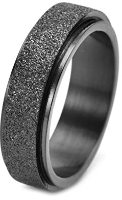 Calefee Fidget Ring Spinner, Antistressringe Edelstahl Mattierter Drehring Breit 6mm gr. 62 (19.7) Verlobungsring Damen