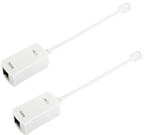 Uvital DSL Filter for Landline Phone, 2 Pack DSL Modem Phone Filter, RJ11 in-line ADSL Filters for Interference Elimination (White), Answering Machines/Fax Machines Compatible-Single 2C Line
