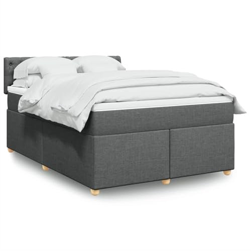 qohoio Boxspringbett mit Matratze Dunkelgrau 160x200 cm Bett Boxspringbett Bett Mit Matratze Schlafzimmer MöBel Polsterbett Stoff - 3289039