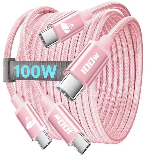USB C auf USB C Kabel [2Stück 3M+3M] 100W Schnellladekabel USB C auf USB C 5A Lang USB Typ C Ladekabel für iPhone 16 Pro Max, iPhone 15, Samsung S24 S23 S22, iPad Pro, MacBook Pro/Air, Pixel, Rosa