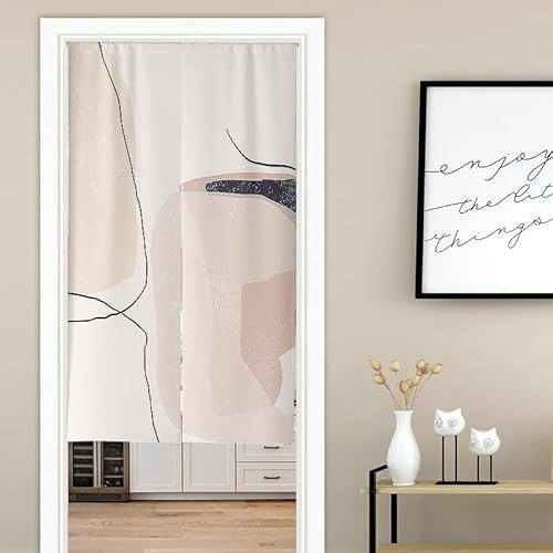 Küchenvorhänge Beige Black Print Scheibengardinen Polyester Vorhänge Kurz Waschbar Raumteiler Vorhang Türvorhang Langlebig Küchenvorhang Kurze Gardinen Verdickung Tür Vorhang 70x150cm