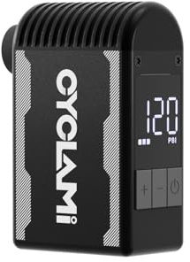 CYCLAMI A2S Pompa Bici con Manometro Digitale Max 120 PSI Mini Pompa Pneumatici Per Bici Auto Stop Ricaricabile Pompa Elettrica Per Bicicletta con Valvola Presta e Schrader Mountain bike e Road Bike