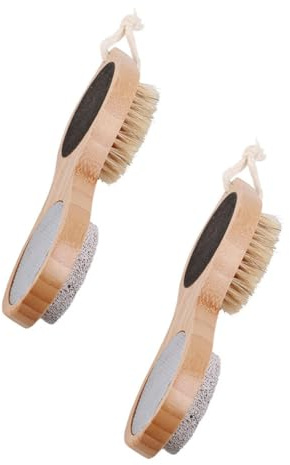 BELLIFFY Removedor de Callos y Tejido Resistente para Pies Diseño Doble Cara, Material Bambú y Piedra Pómez, Paquete de 2 Piezas para Exfoliar y Cuidar los Pies Color Aleatorio