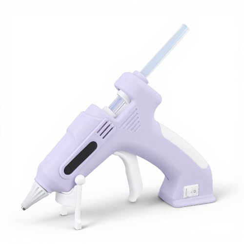 Pistola per Colla a Caldo Senza Fili, Pistola per Colla a Preriscaldamento Rapido Anni '90, Kit Pistola per Colla a Caldo Ricaricabile Tramite USB con 10 Stick di Colla (PURPLE)