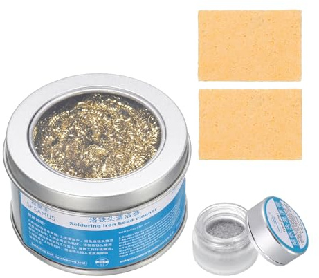 sourcing map 4pcs Soldering Tip Cleaning Kit Soldering Tip Cleaner with Sponge Tip Tinner for Cleaning Solder Iron and Tips