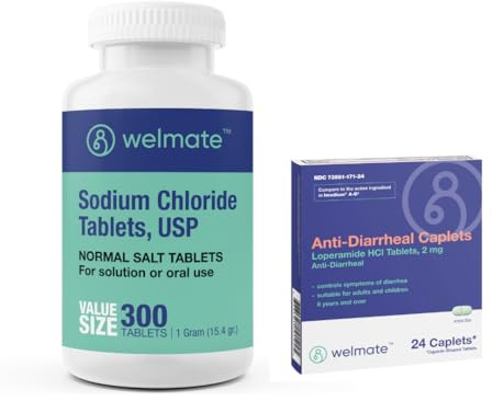 WELMATE Recovery Bundle Sodium Chloride Tablets 300ct Anti-Diarrheal Loperamide HCL 2mg