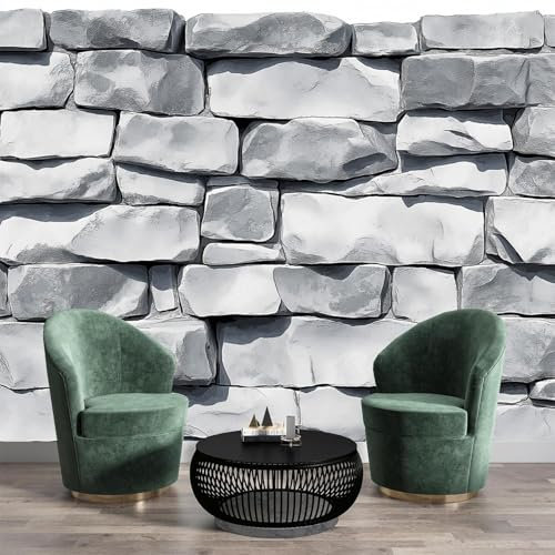 JSCWDET Papel Tapiz Fotográfico Con Diseño Retro 3D Muro de piedra moderno,Papel Tapiz De natural roca textura Para Decoración De Paredes Del Hogar,Sala De Estar,400 x 280 cm（anchura x altura