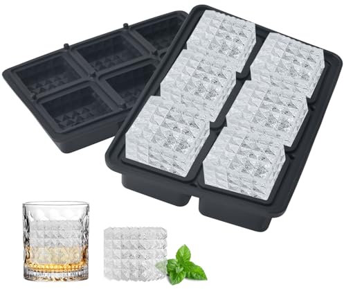 Vookkp Ghiaccio Stampo, Cubetti Ghiaccio Silicone 5CM Cubetti di Ghiaccio con Coperchio, per Cocktail, Whisky, Bevande Refrigerate, Frutta, Gelati, Senza BPA