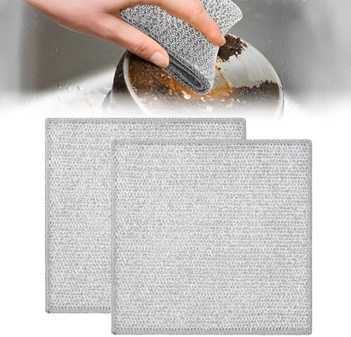 CZNBZIU Dish cloths, brillo pads,Wire Dishwashing Cloth Non Scratch Dish Scrubbing Cloth，Multipurpose Wire Dishwashing Rags for Wet and Dry Free Washable Cloth Duster for Home,Kitchen