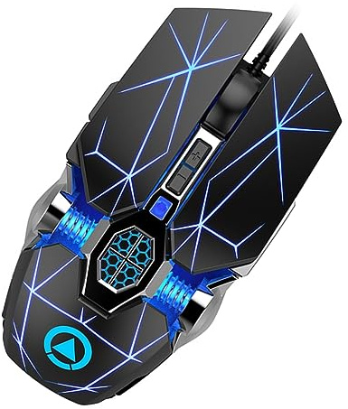ELAYARD Souris Optique USB Filaire pour Jeu, Rétroéclairage RGB, 3200 Dpi | Abs, Prise en Main Skin-like, Flancs Électroplaqués, Réglages 800/1200/2400 Dpi