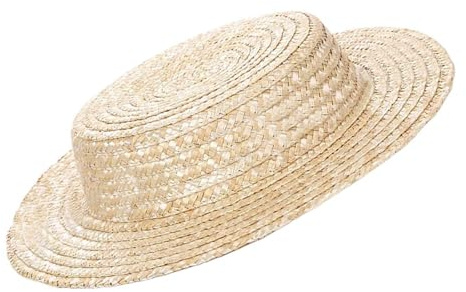 Btgghytr Gewebter Strohhut für Damen, atmungsaktiv, viktorianischer Strohhut, französische flache Oberseite, Kopfbedeckung, Strand, Urlaub, Sonne