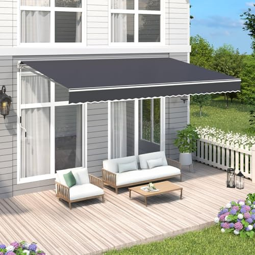 CTREVL Toldo retráctil de Brazo articulado, Toldo Manual Retráctil con Manivela de Aluminio de Pared o Techo con Protección Solar UV50+ para Exteriores Terraza Balcón(Gray,6x2m)