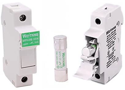 HBDCRJGE 5Set Photovoltaik Solar Sicherung Halter mit 10 * 38mm DC 1000V 1A 3A 5A 10A 15A 20A 25A 32A(15a)