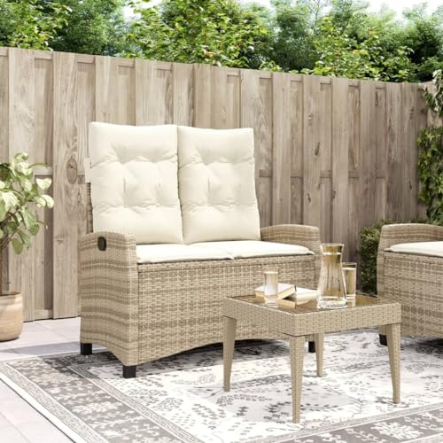 Festnight Gartensofa Hochlehner Verstellbar Balkon Sofa Gartenbank Rattan Sofa 2 Sitzer Gartensessel Balkonsofa Balkonmöbel Kleiner Balkon Couch Sessel Stuhl Wetterfest Gartenstuhl Rattansofa