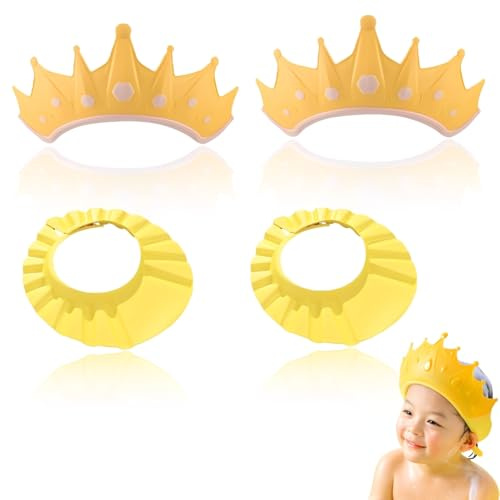 4Pcs Shower Cap, Hair Washing Shield, Hair Washing Aids, Adjustable Waterproof Bath Cap, for Toddler Boys Girls Shower Hat, for Eyes and Ears Protector