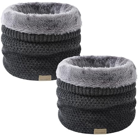 2 Piece Neck Scarf Warmer Winter Neck Fleece Lined Thermal Snoods Windproof Thick Fleece Gaiter Scarf for Skiing Cycling Motocycle