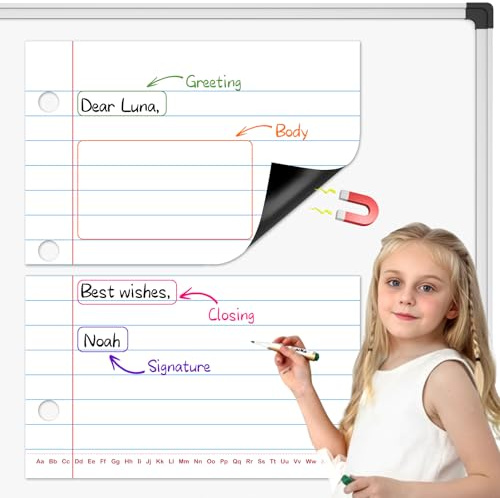 PraxiKidy Giant Magnetic Notebook Paper,Dry Erase Handwriting Lined White Board Paper Teaching Supplies Chart Paper for Teacher Essentials Homeschool Elementary Classroom Must Haves, 21.7”x 17