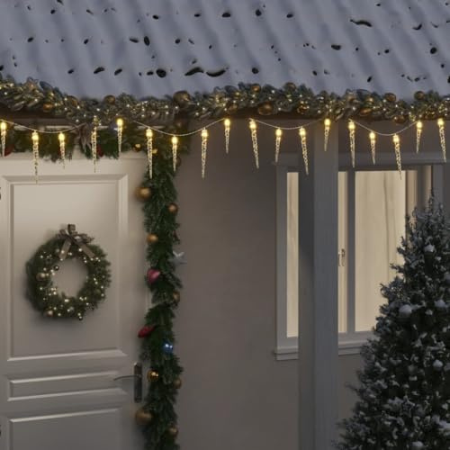 INLIFE Eiszapfen-Lichterkette 100 LEDs Warmweiß 10 m Acryl PVC,Heim & Garten,Dekoration,Festtags-Dekoartikel,Weihnachtsbeleuchtung,Warm White,1.4 KG,356227