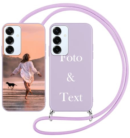 Yoedge Handykette Personalisierte Handyhülle für Samsung Galaxy S25 FE 5G Violett Hülle mit Band Kordel 6,7, Selbst Gestalten mit Foto Bild Text Schutzhülle Cover für Samsung Galaxy S25 FE 5G Case