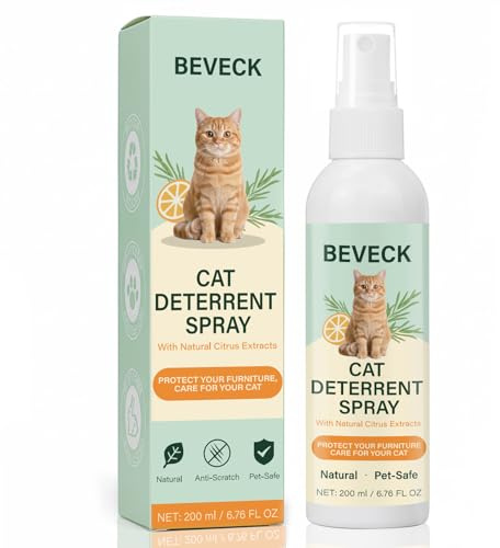 BEVECK Cat Deterrent Spray, 200 ml — Natural 2-in-1 (Scent & Bitter), Pet-Safe & Non-Staining; Helps Protect Furniture & Garden from Scratching, Chewing & Marking — Cat Repellent Spray