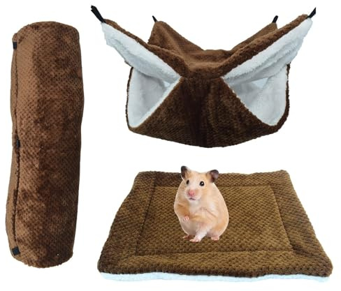 Hobngmuc Hamsterhus | Tunnel, matta, varm, plysch, liten djursäng, för socker glidare, iller, hamster, vila, gömma, klättra, vinter
