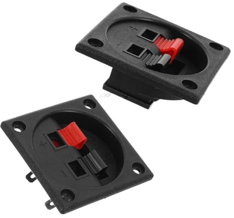 WOFASHPURET Connettore a Morsetto a Vite per Altoparlanti 2 Poli, Terminale Cavi per Casse Acustiche, Morsetto Quadrato per Home Theater e Impianti Audio, Set da 2 Pezzi, Materiale Durevole