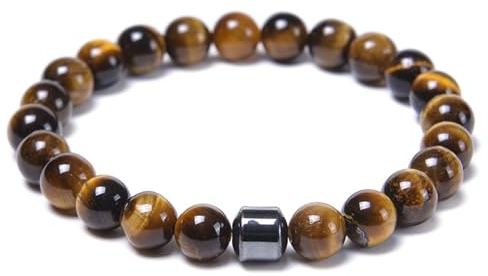 Yunrui Mojoflow Magnetarmband 800 Gauß- Handgefertigt aus natürlichen Steinen mit 800 Gauss Magneten, Wellness Energie Balance, leicht & stilvoll als Unisex Schmuck Geschenk (Tigerauge)