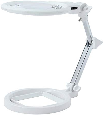 KATSU Magnifying Desk Lamp 2X 6X Magnifying Glasses with LED Light, Hands Free Illuminated Optical Glass Magnifier for Jewellry Repairs, Crafts, Reading and Close Work 990748