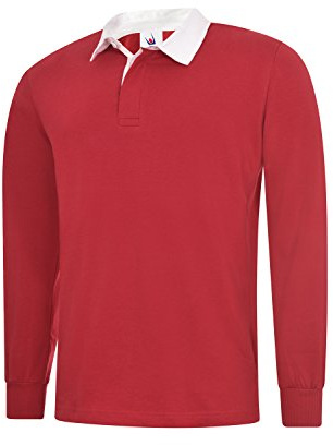 Uneek Clothing-Mens-Classic Rugby Shirt-280 gsm-Red-XL