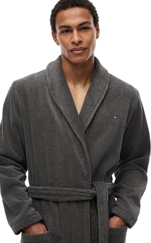 Tommy Hilfiger Herren Bademantel aus Baumwolle, Grün (Magnet), M