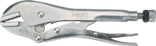 NEO TOOLS Feststellzange Länge 250 mm Grip-Zange gerade Mund Backenbereich 0-45 mm Backeninnenseite genutet Öffnungsfeder Kopf aus Chrom-Molybdän-Stahl