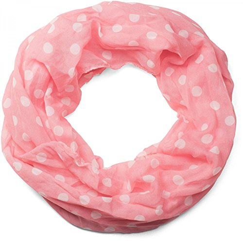 styleBREAKER Damen Loop Schal Polka Dots Punkte Seidig 49x78cm | Schlauchschal. leichte Qualität. weiche Haptik. 2-3 mal wickelbar. Rundschal. modischer Print.