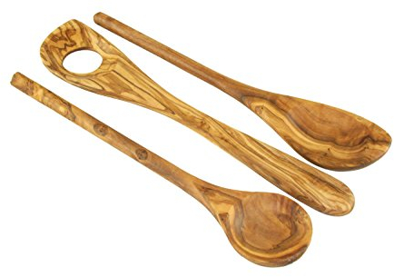 D.O.M. Die Olivenholz-Manufaktur Juego 3 Cuchara de Madera de Olivo – Redondo + con Esquina + Risotto