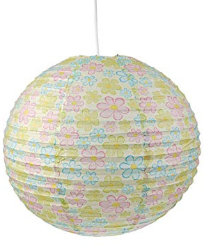 Niermann Standby Papierlampe fürs Kinderzimmer - Lampenschirm mit BLUMEN Motiv - Pendelleuchte mit Aufhängung